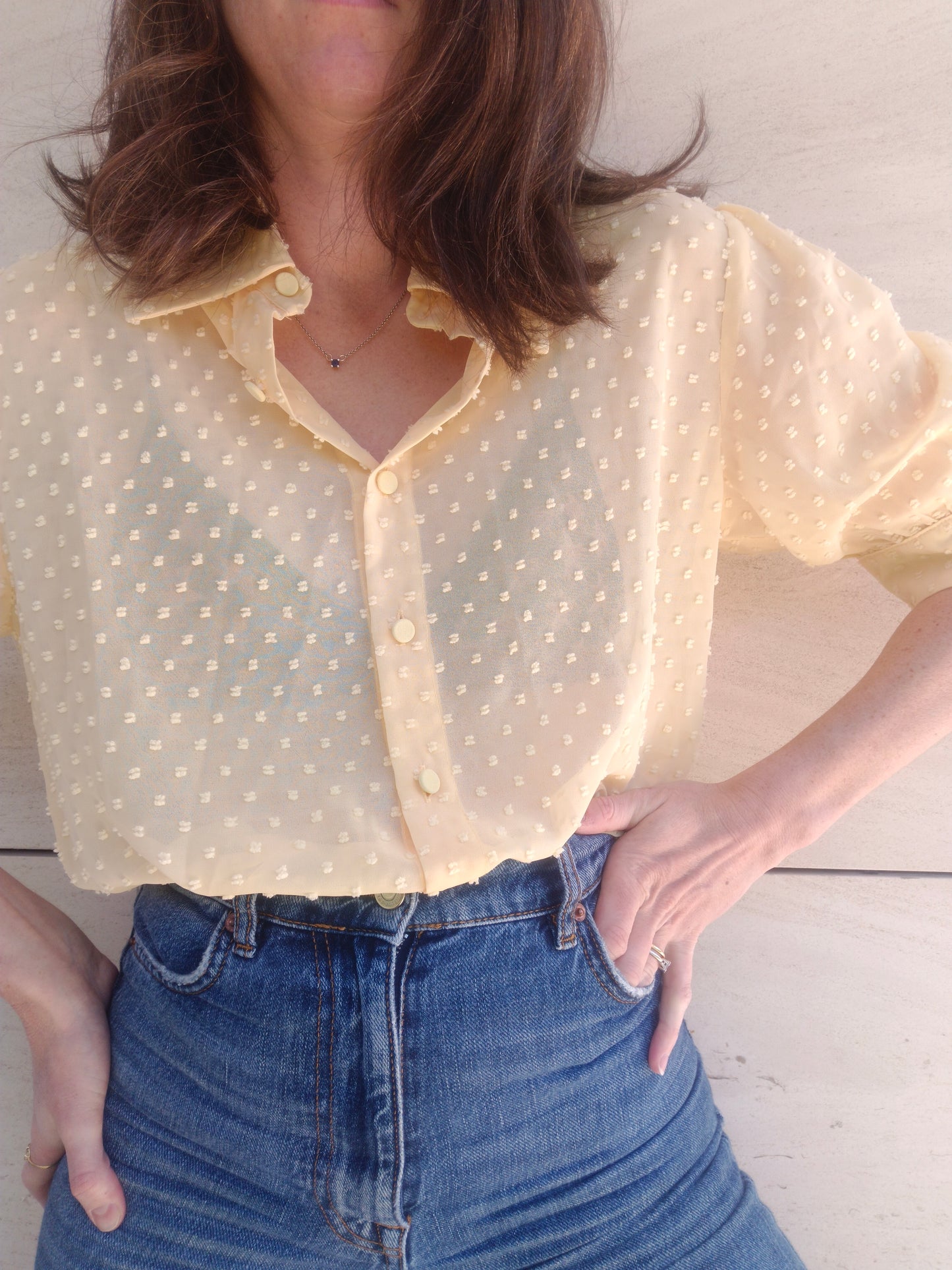 BIMANI. Blusa amarilla plumeti T.L
