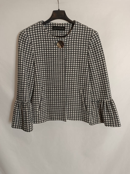 ZARA. Chaqueta de cuadros acampanada T.s