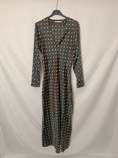 ZARA. Vestido negro lunares T.s