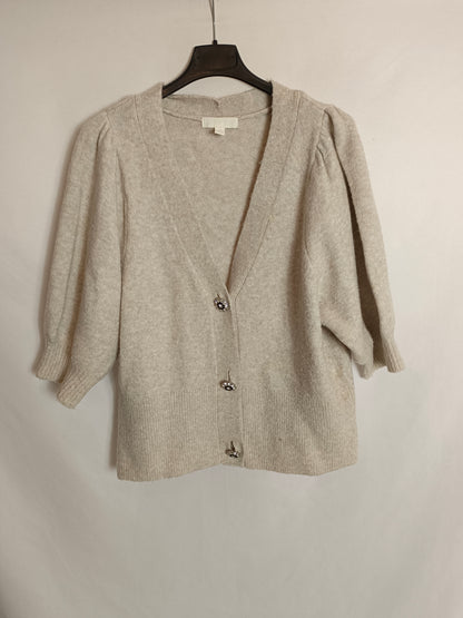 H&M. Jersey beige botones T.m