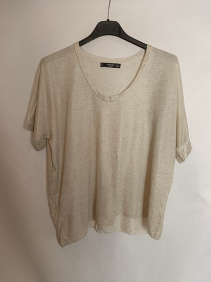 MANGO. Top beige detalles T.s