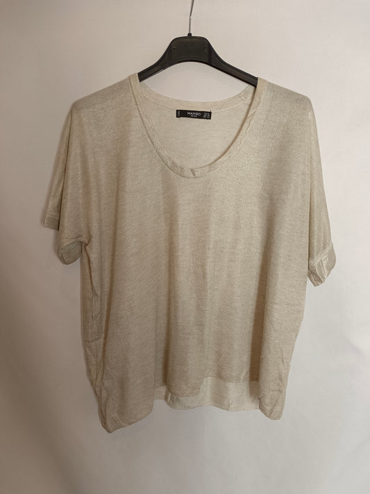 MANGO. Top beige detalles T.s