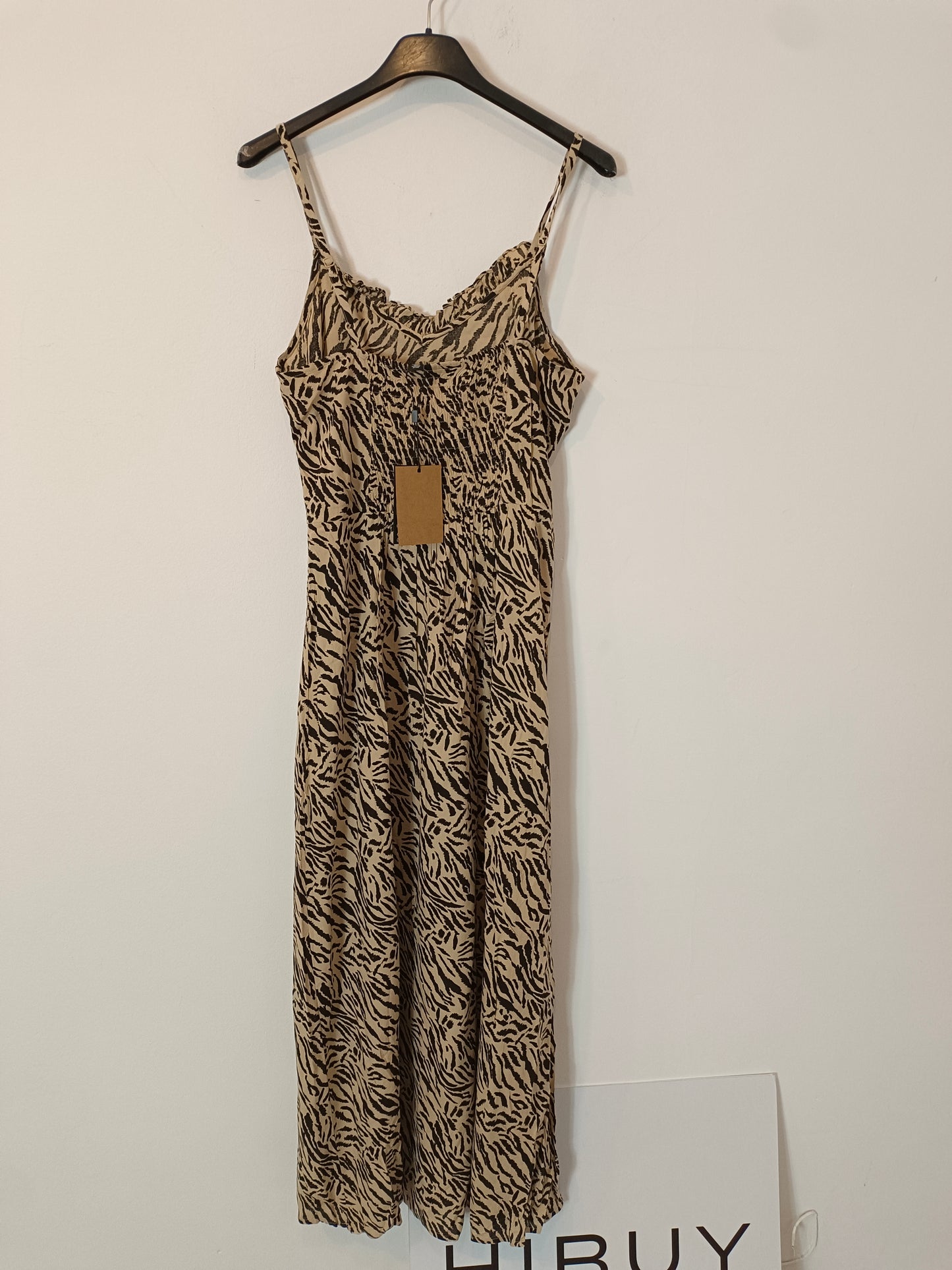 PIECES. Vestido midi animal print T.s
