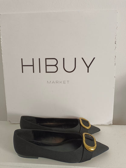MANGO. Black ballerina shoe with buckle, size 39
