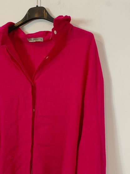 OTRAS. blusa rosa oversized con lino T.u(l)