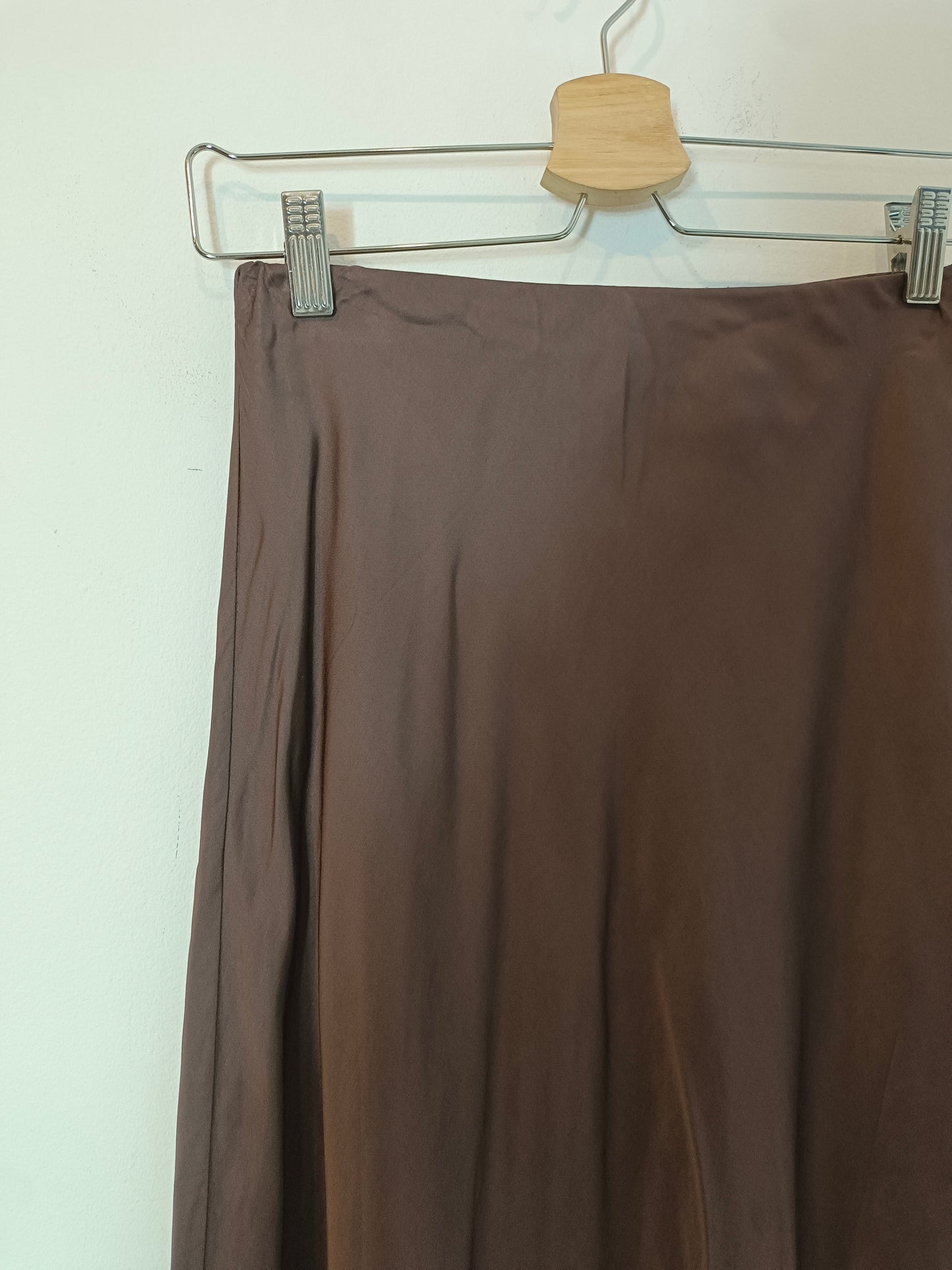 OTHERS. Brown satin midi skirt YOUR(S)