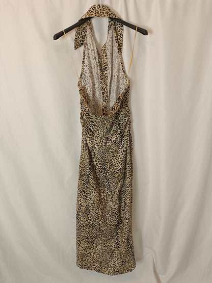 ZARA. Animal print midi dress with a halterneck. TM