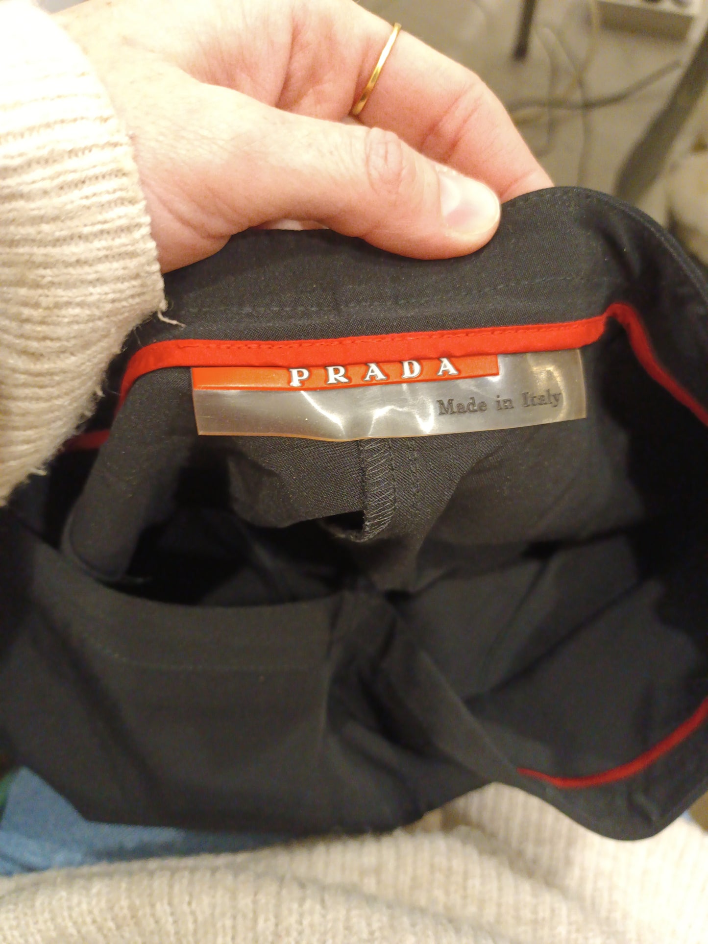 PRADA. Black Lycra trousers, size 38