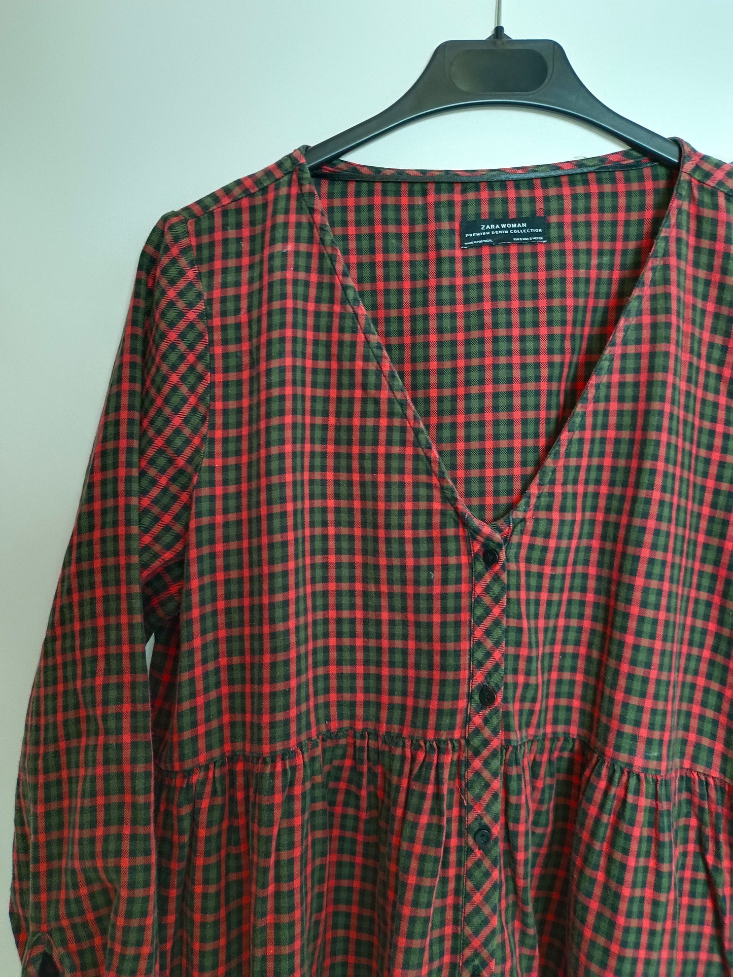 ZARA. vestido corto cuadros T.s