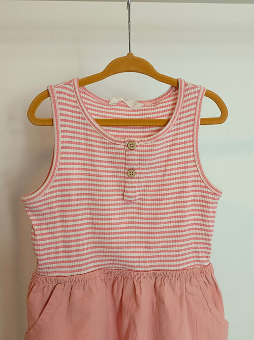 MANGO. Vestido doble textura rosa T.7-8 años