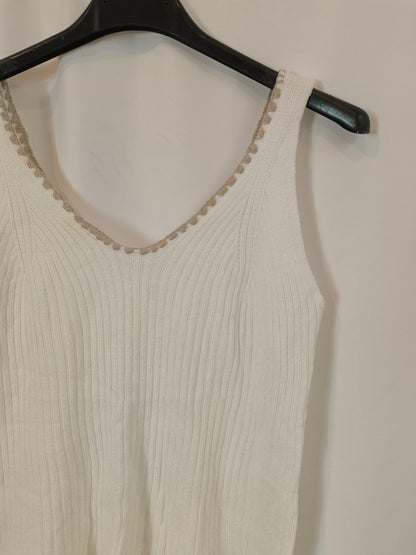 OTRAS. Top blanco canalé escote T.u(s/m)
