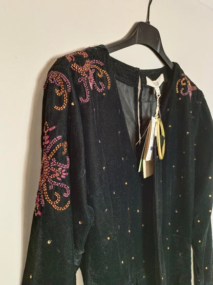 INTROPIA. Black velvet dress T.xs