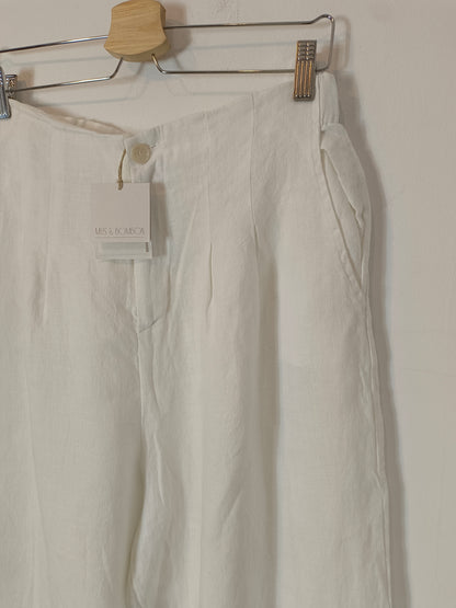 MUS&BOMBON. Pantalón blanco lino  T.l