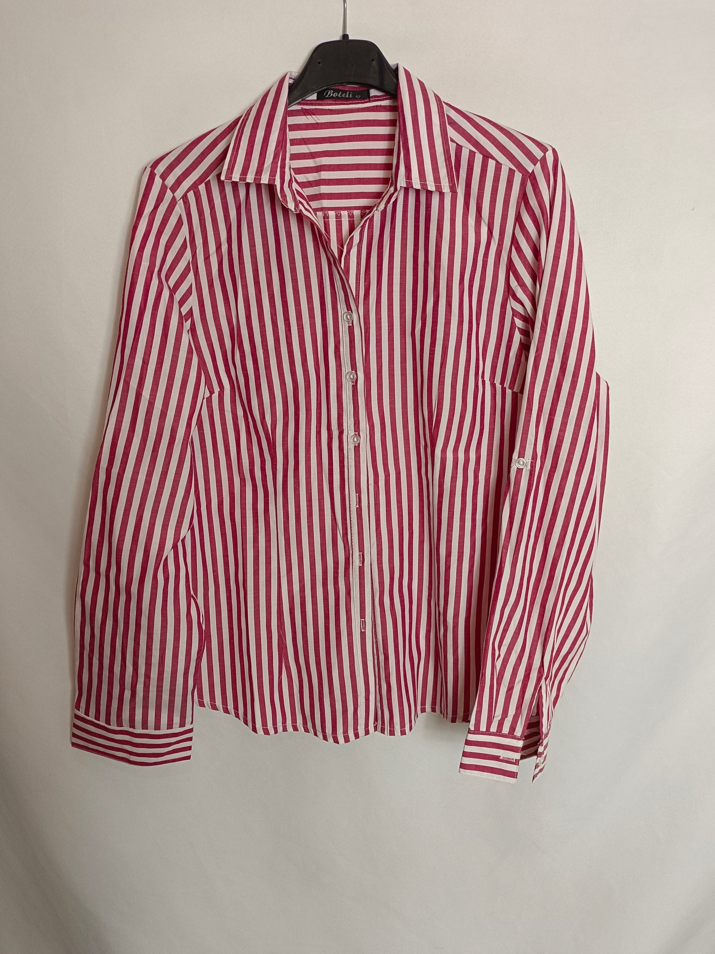 BOTELI. Camisa rayas roja y blanca T.42