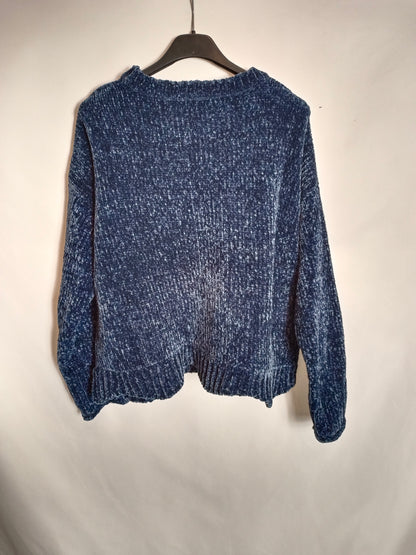 ZARA. Jersey azul aterciopelado  T.m