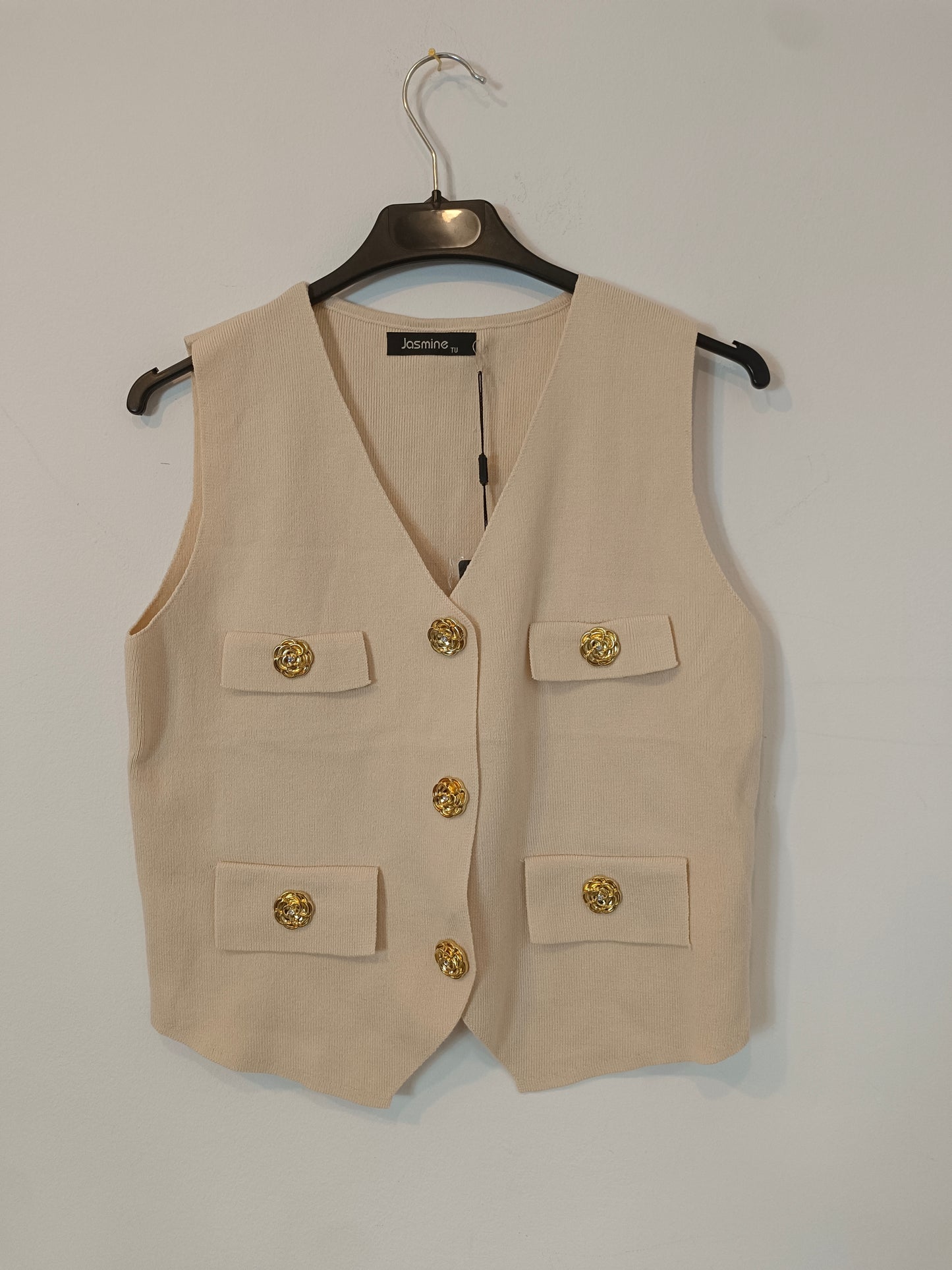 OTRAS. Chaleco beige botones T.u(s)