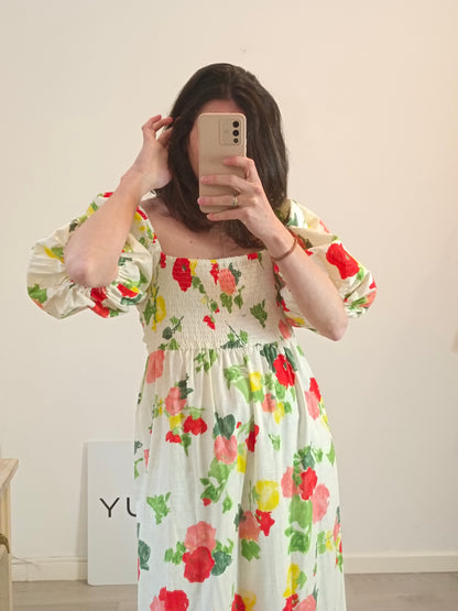 SEZANE. Vestido largo flores T.34