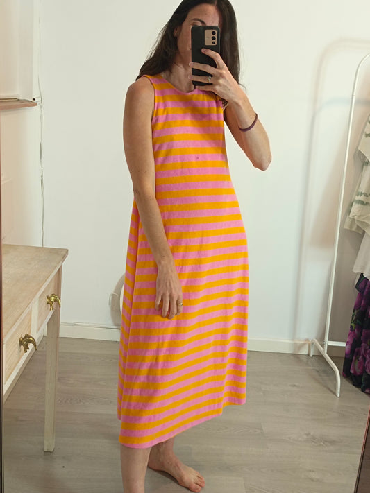 ZARA. Textured striped midi dress Tm