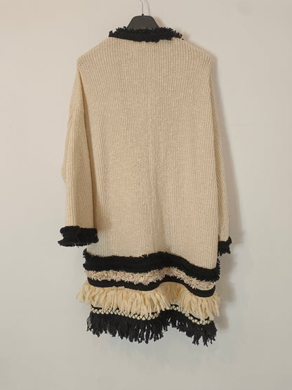 THE EXTREME COLLECTION. Beige fringed cardigan Tl/xl