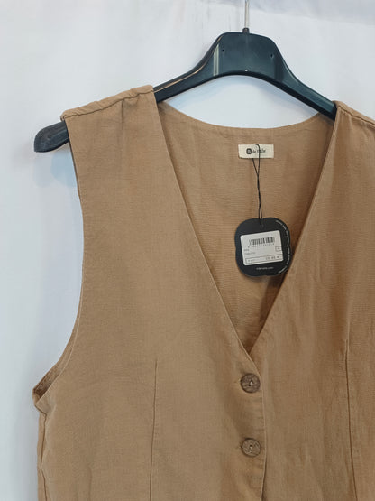 N DE NUBE. Chaleco beige botones T.u(s/m)