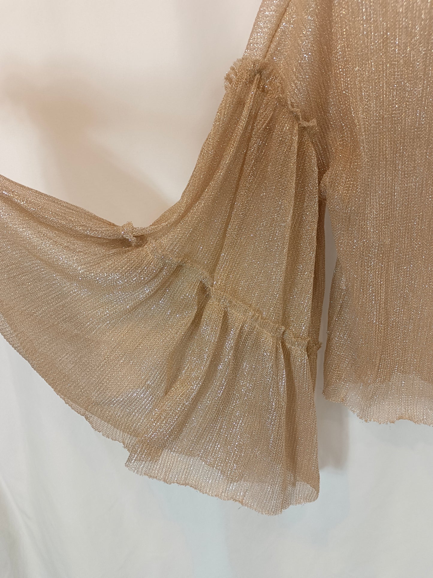 ZARA. Semi-sheer gold Ts top