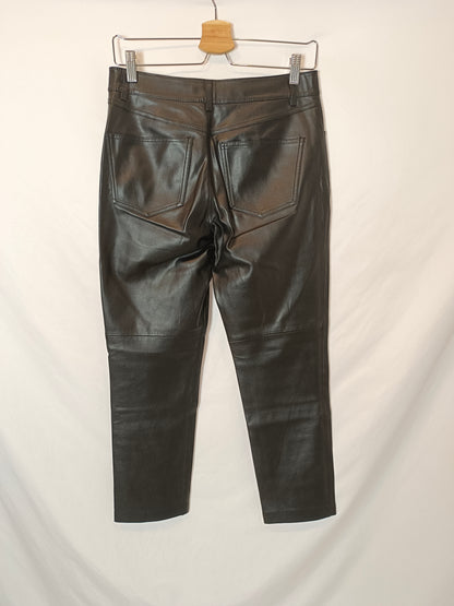 MANGO. Black faux leather trousers, size 36