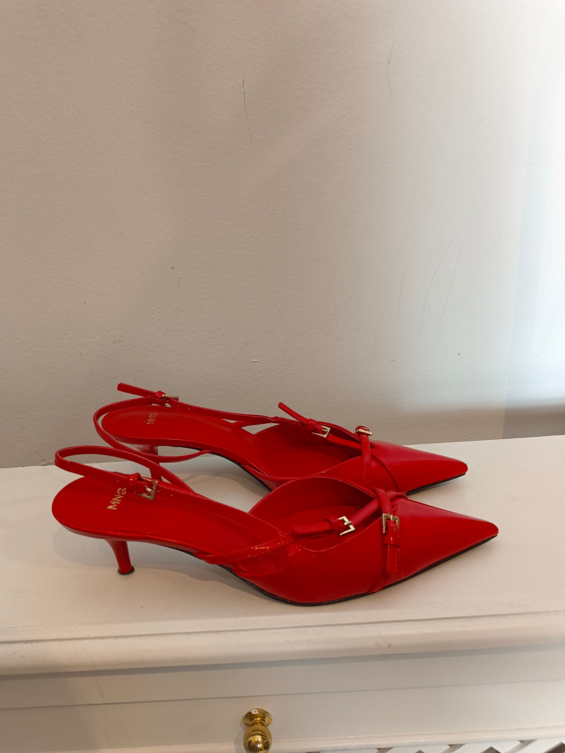 Zapatos Mango Sandalias Niña Stiletos Rojos Rojos Hebillas