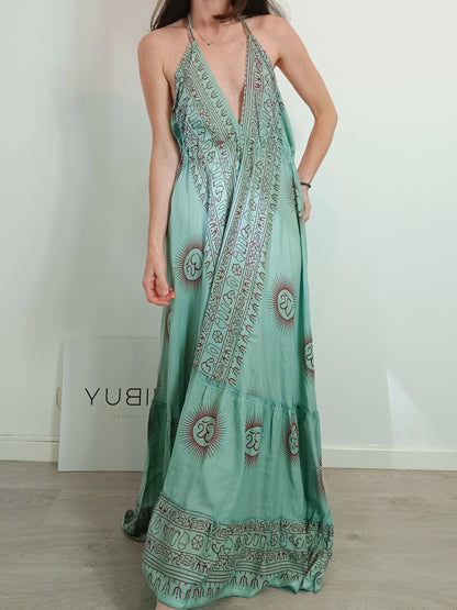 OTHERS. Green hippie print dress YOUR (s/m)