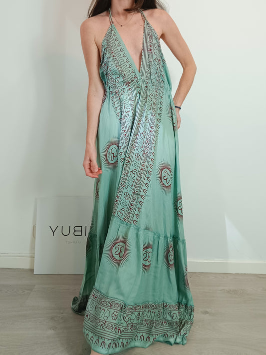 OTHERS. Green hippie print dress YOUR (s/m)