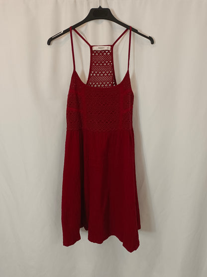 MANGO. Vestido burdeos textura T.s