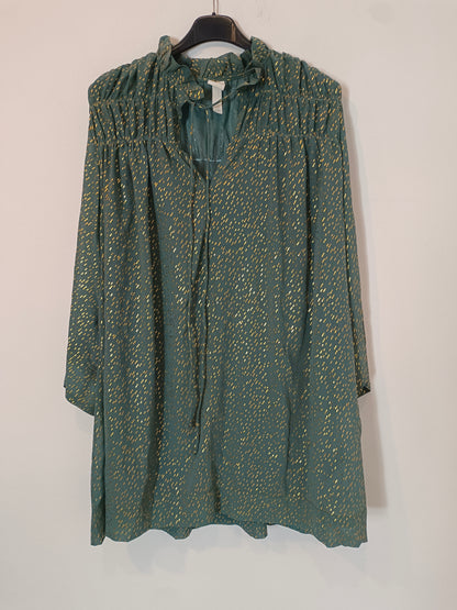 H&M. Vestido corto fluido detalles dorados T.xs