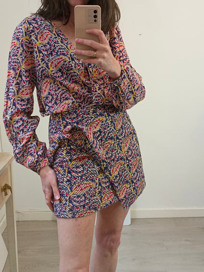 BA&SH. Vestido estampado doble textura T.1(S)