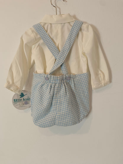 LITTLE KING. Conjunto blusa y ranita azul T.6 meses