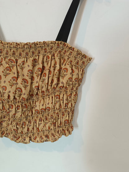 MANGO. top dorados estampado T.l