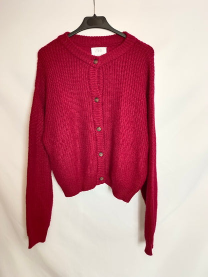 ZARA. Burgundy button-down sweater, size 13/14