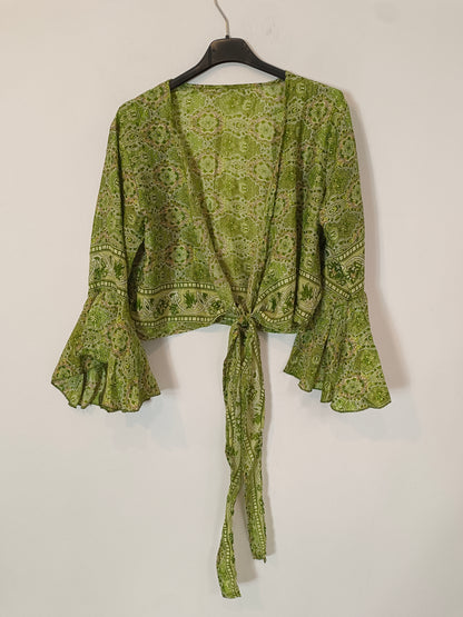 OTRAS. Top verde lazada con seda TU(S)