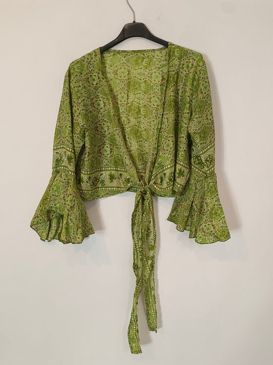 OTRAS. Top verde lazada con seda TU(S)