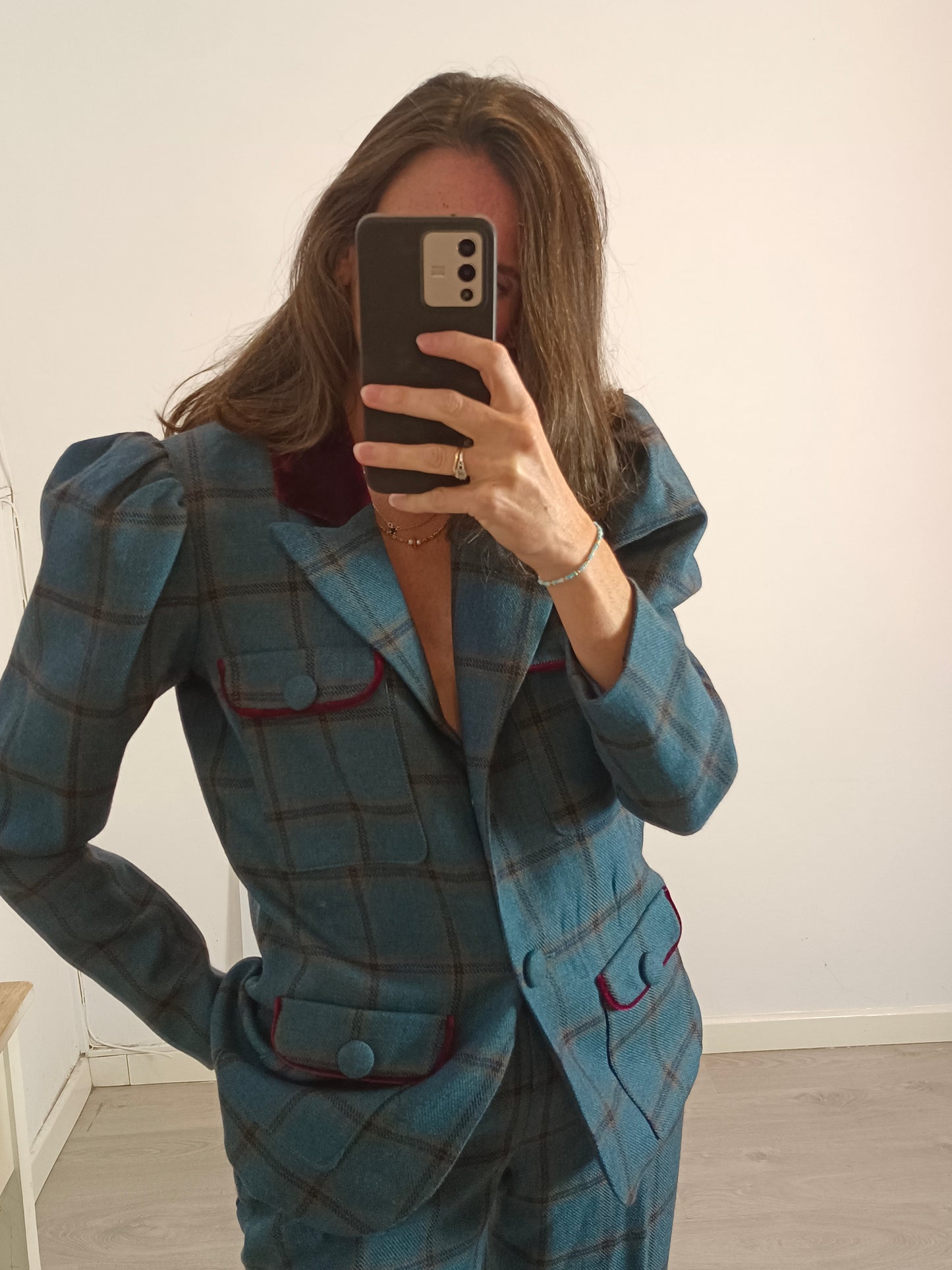 VANDERWILDE. Total look azul cuadros T.38