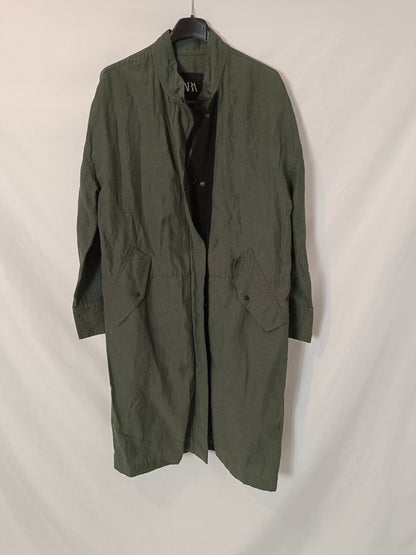 ZARA. Parka verde fluida T.xs/s
