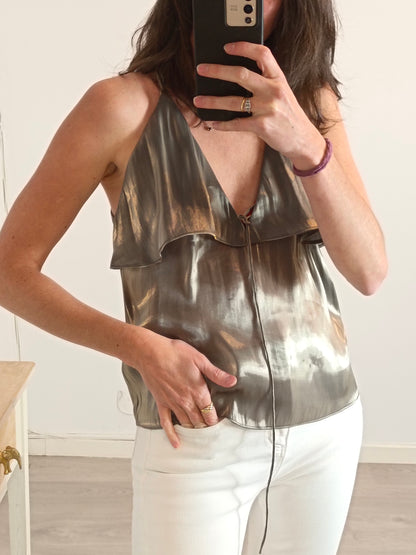 ZARA. Top fluido cobre T.xs
