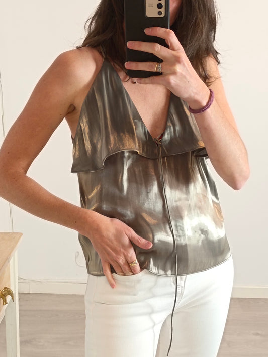 ZARA. Top fluido cobre T.xs