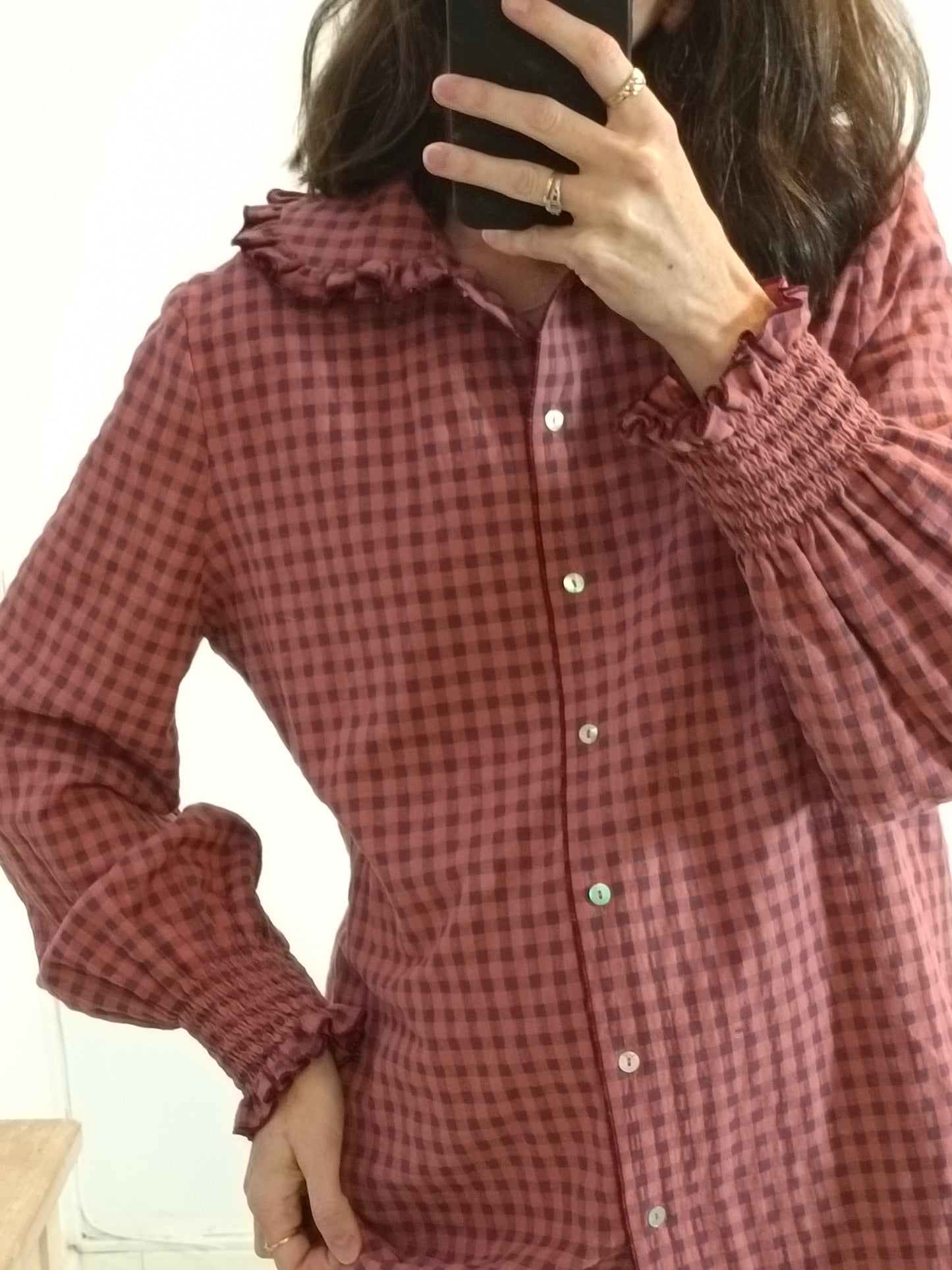 SIMONA. Gingham blouse, size 40