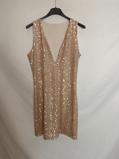 STREET LEVEL. Short gold sequin dress (S/M)