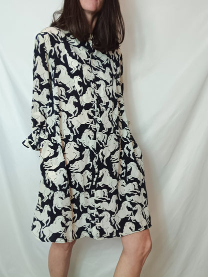 STELLAMcCARTNEY. Blusa larga /vestido seda estampado caballos. T 42