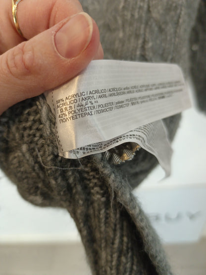 MANGO. Grey jewel-buttoned Ts sweater