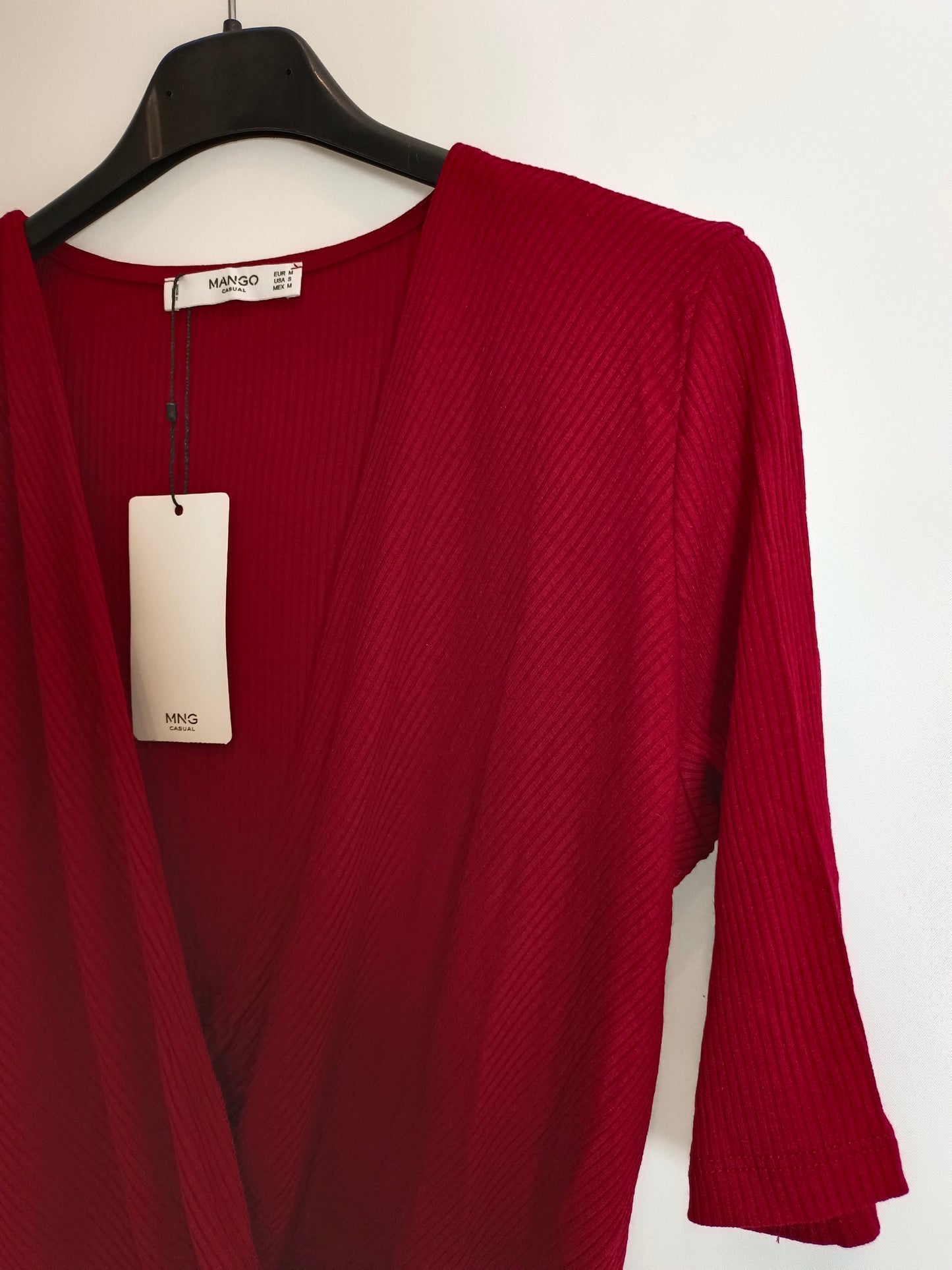 MANGO. Ribbed burgundy bodysuit Tm