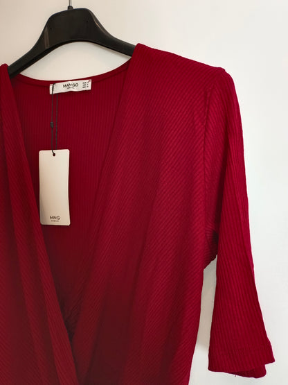 MANGO. Ribbed burgundy bodysuit Tm