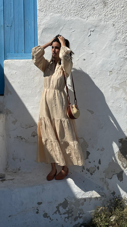 Beige long dress S.36