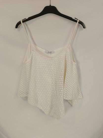 MULAYA. Top blanco troquelado T.s/m