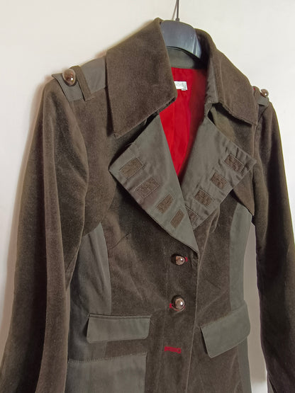 PROMOD. Blazer verde terciopelo T.u(xs/s)